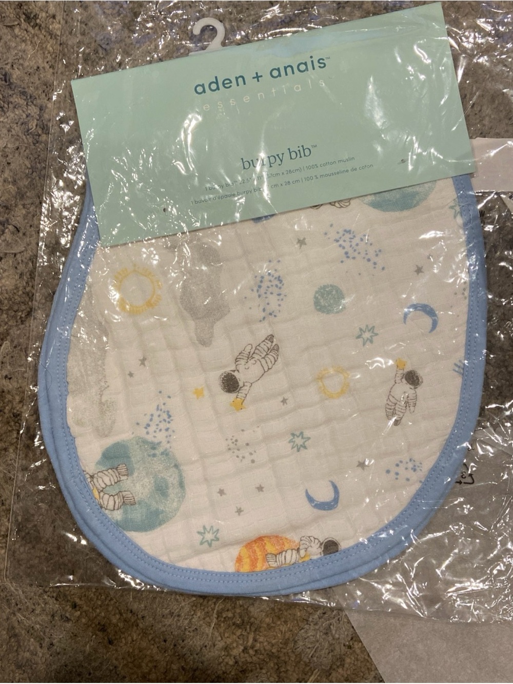 Brand New Aden + Anais Essentials Burpy Bib Burp Cloth Space Explorers Astronaut